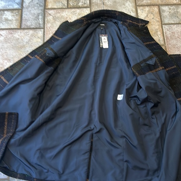 Topcoat from Express.  Navy Plaid Wool-Blend - XXL - Picture 3 of 5